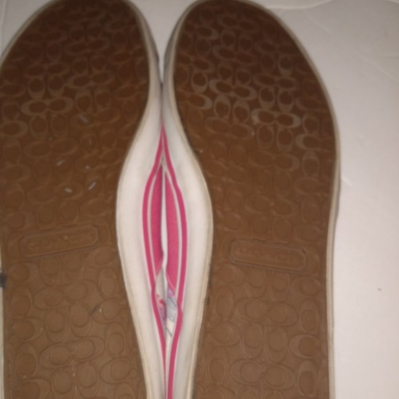 Coach Women's Sneakers Off white multi-colored Signature C flats Size 8.5 - Picture 6 of 10